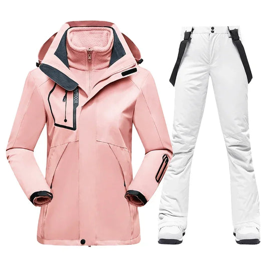 Women Waterproof Mountain Ski Jacket & Pants Winter Thick Warm Windproof Outdoor Snowboard Set
