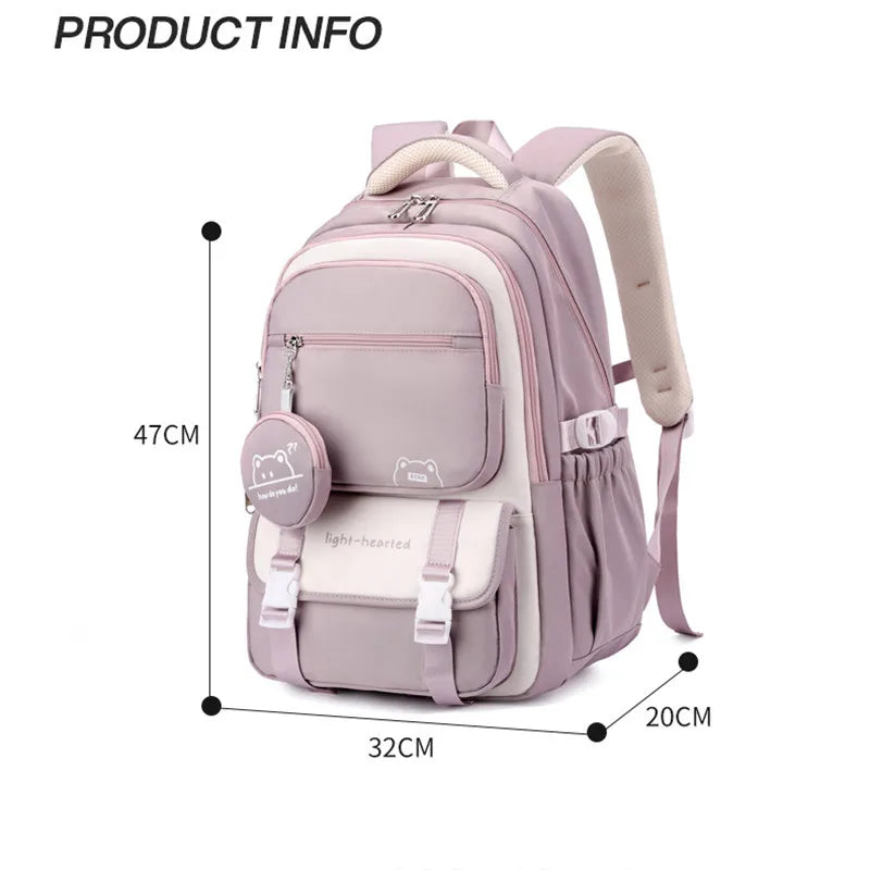 حقيبة ظهر مدرسية مقاومة للماء للبنات - حقيبة كتب سفر مطبوعة أنيقة، حقيبة ظهر خفيفة الوزن للأطفال والمراهقين