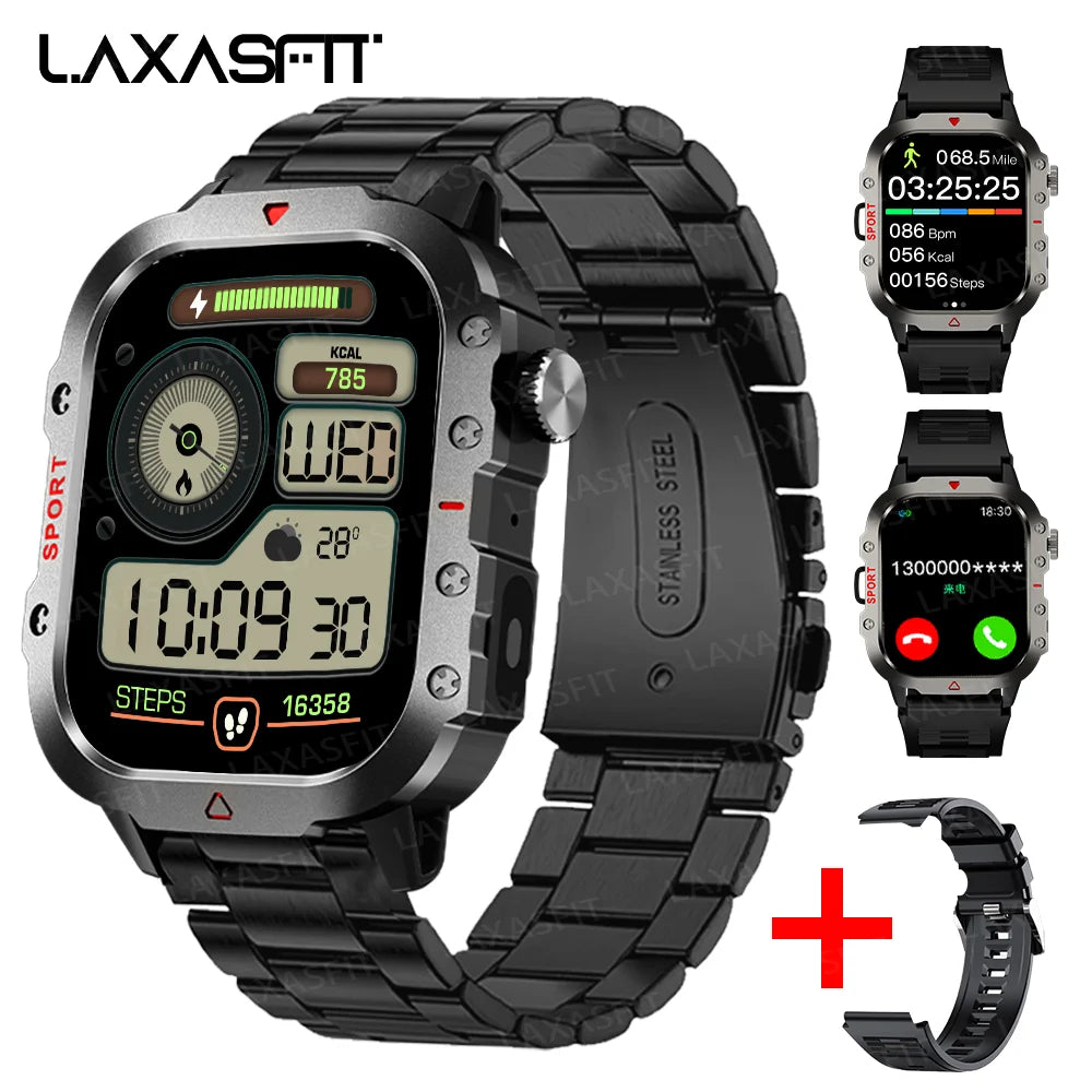 LAXASFIT Men Sports Smart Watch – 1.71″ Screen, Blood Oxygen, Bluetooth Calling, Multi-Sport, LED Flashlight