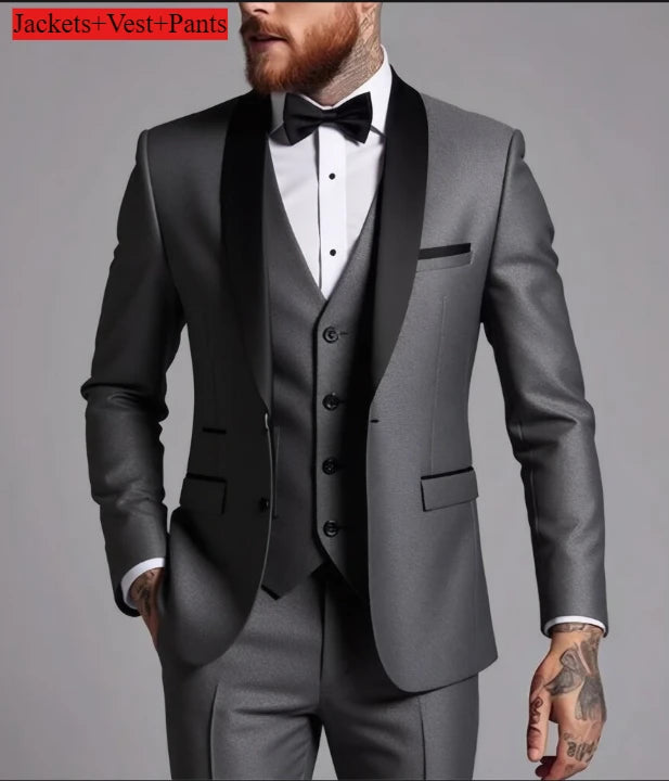 Men's Formal Slim Fit Tuxedo Suit – Business & Wedding Groom Attire