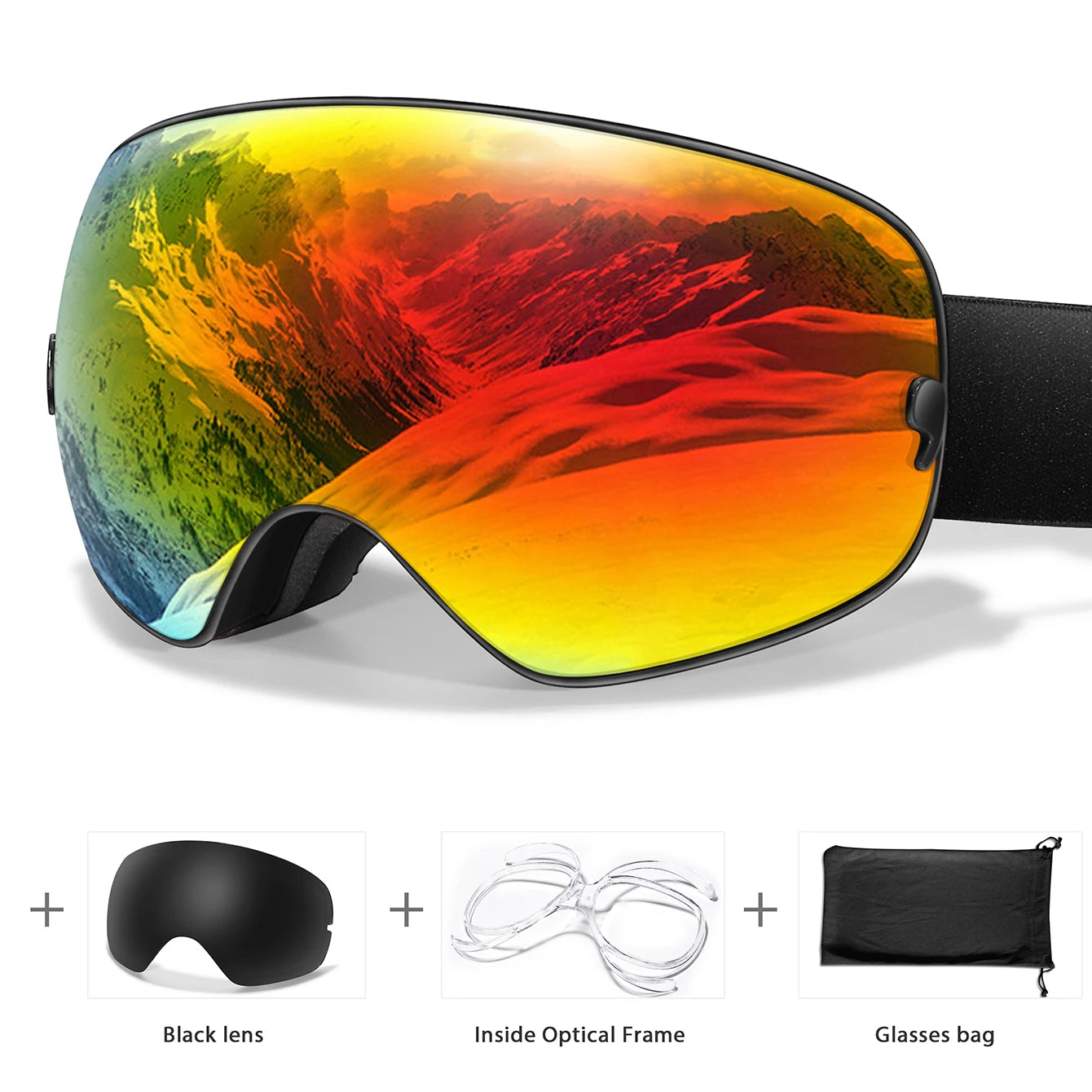 Men & Women Ski Goggles – Anti-Fog Snowboarding/Snowmobile Glasses with UV400 Changeable Lens, Outdoor Sports & Cycling