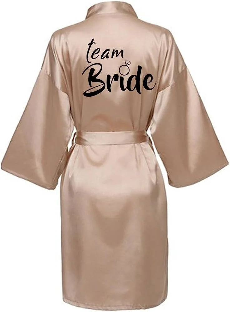 Women's Satin Silk Robe | Wedding Bathrobe Bride & Bridesmaid Sleepwear Gown M030