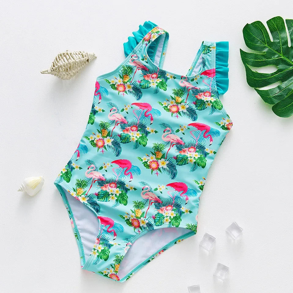 Girls One-Piece Mermaid Swimsuit Fish Scale Unicorn Kids Beachwear Ages 2-8