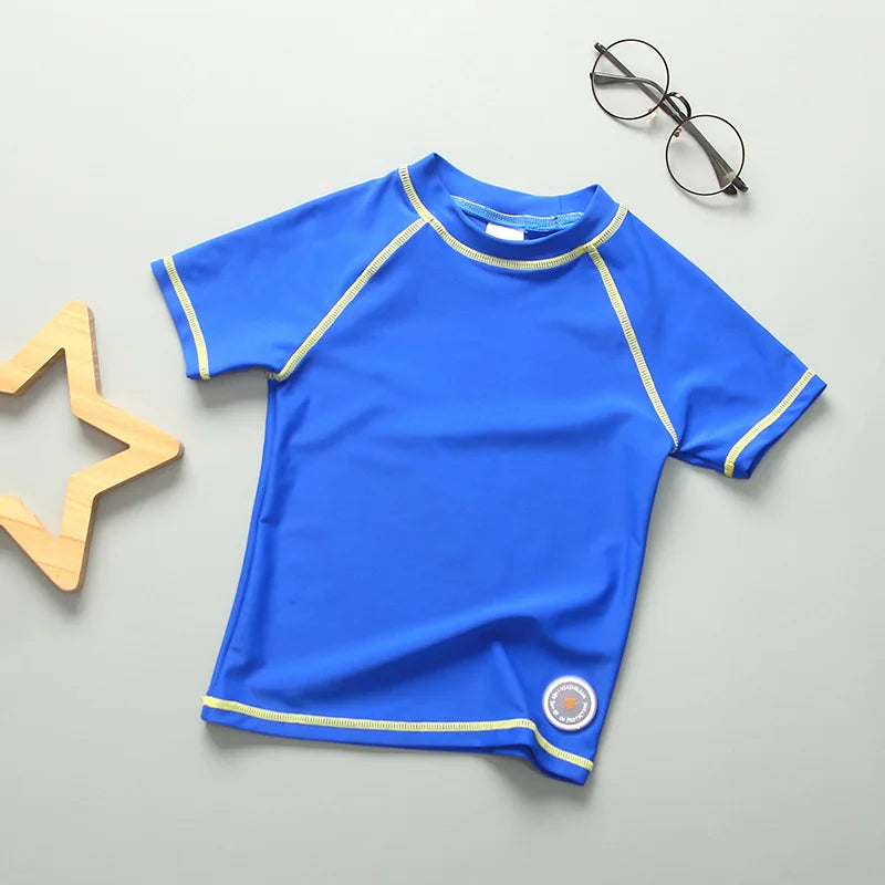 Kids UV Rashguard Swim T-Shirt Boys Girls Short Sleeve Bathing Suit 3-11 Years