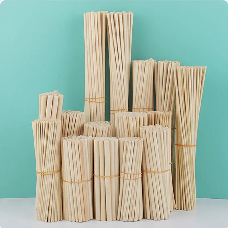 3/5mm Round Wooden Craft Sticks – Durable DIY Dowel Rods for Cake Making, Model Building & Party Decorations