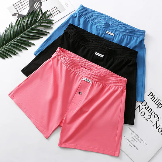 3PCS Men's Underwear Pack | 100% Cotton Breathable Sleepwear with 3D Crotch | Elastic Waist Pajama Shorts M-3XL