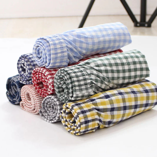 5PCS Men's Cotton Boxer Shorts | Plaid, Striped & Arrow Style Underwear | Loose Comfortable Homewear Sleep Pants