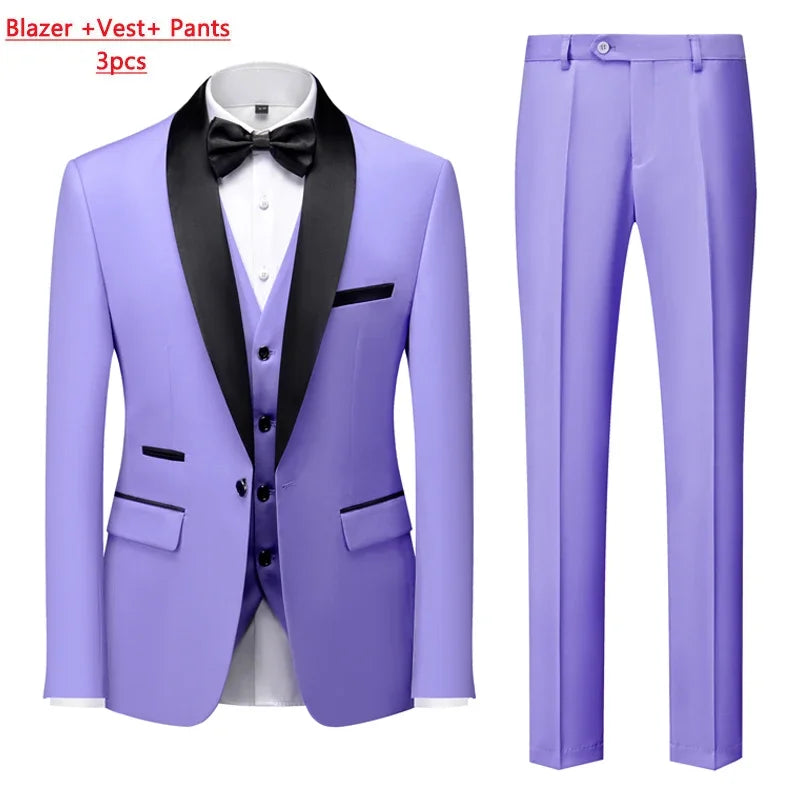 Men's M-6XL Formal 3-Piece Suit – Jacket, Vest & Pants for Business, Wedding & Parties