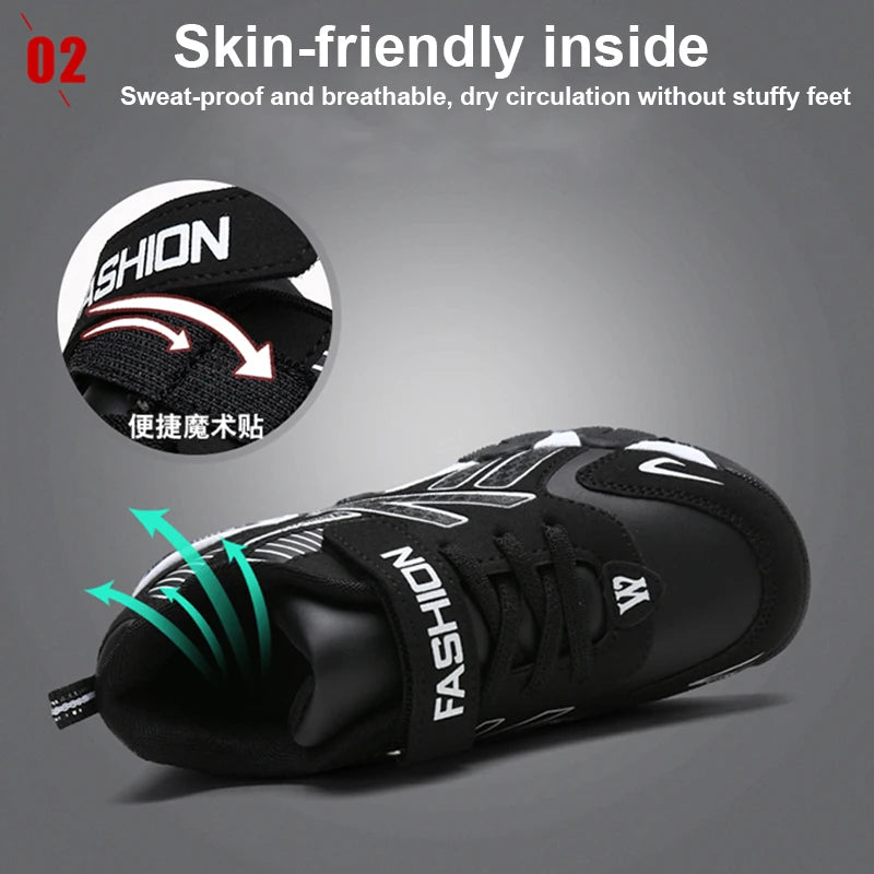 Kids Fashion Sneakers | Boys Leather Running & Walking Shoes