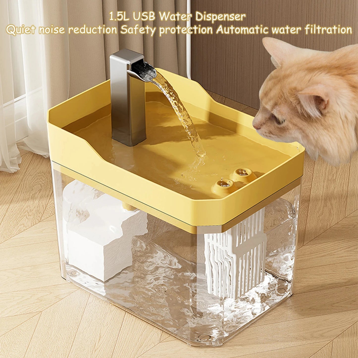 Automatic Cat Water Fountain – Transparent USB Pet Drinker with Filter & Anti-Dry Pump