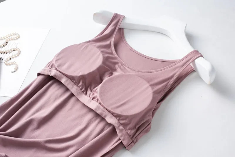 Summer Women's Modal Pajama Set | Two Piece Camisole with Chest Pad & Shorts | Seamless Lingerie Homewear Sleepwear