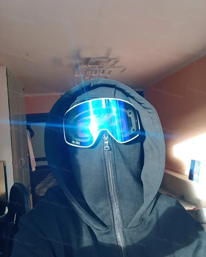 هودي شتوي رجالي مع قناع للوجه - سترة رياضية بسحاب للمشي لمسافات طويلة والجري والسفر في الهواء الطلق