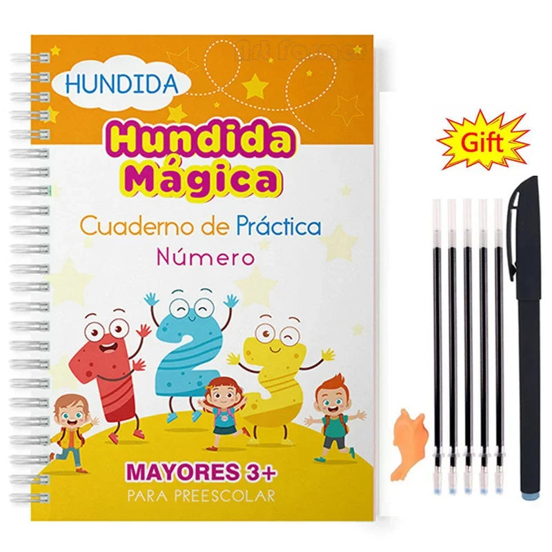 Spanish Magic Copybook – Reusable Montessori Writing Practice Book for Kids Learning Numbers & Alphabet
