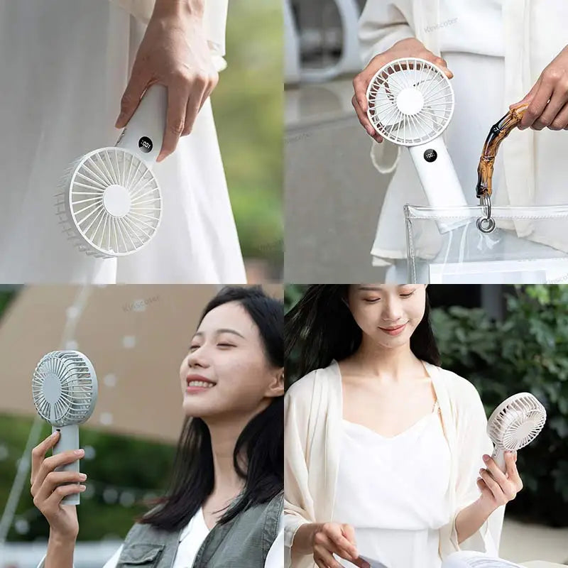 Handheld Personal Fan – Portable USB Mini Fan with 3600mAh Rechargeable Battery, Stepless Speed Control, Display & Nightlight