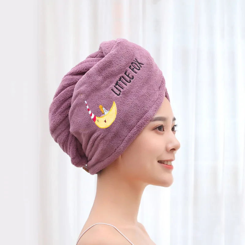 Women Microfiber Hair Towel – Terry Bath Towel Turban for Adults Home Bathroom Drying Hair