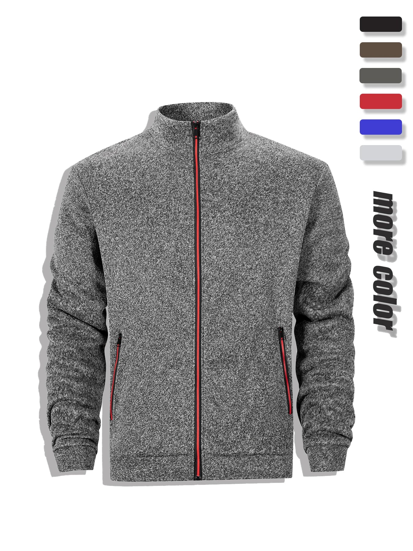 Men’s Full-Zip Stand Collar Sweatshirt Jacket – Autumn Winter Windproof Warm Coat