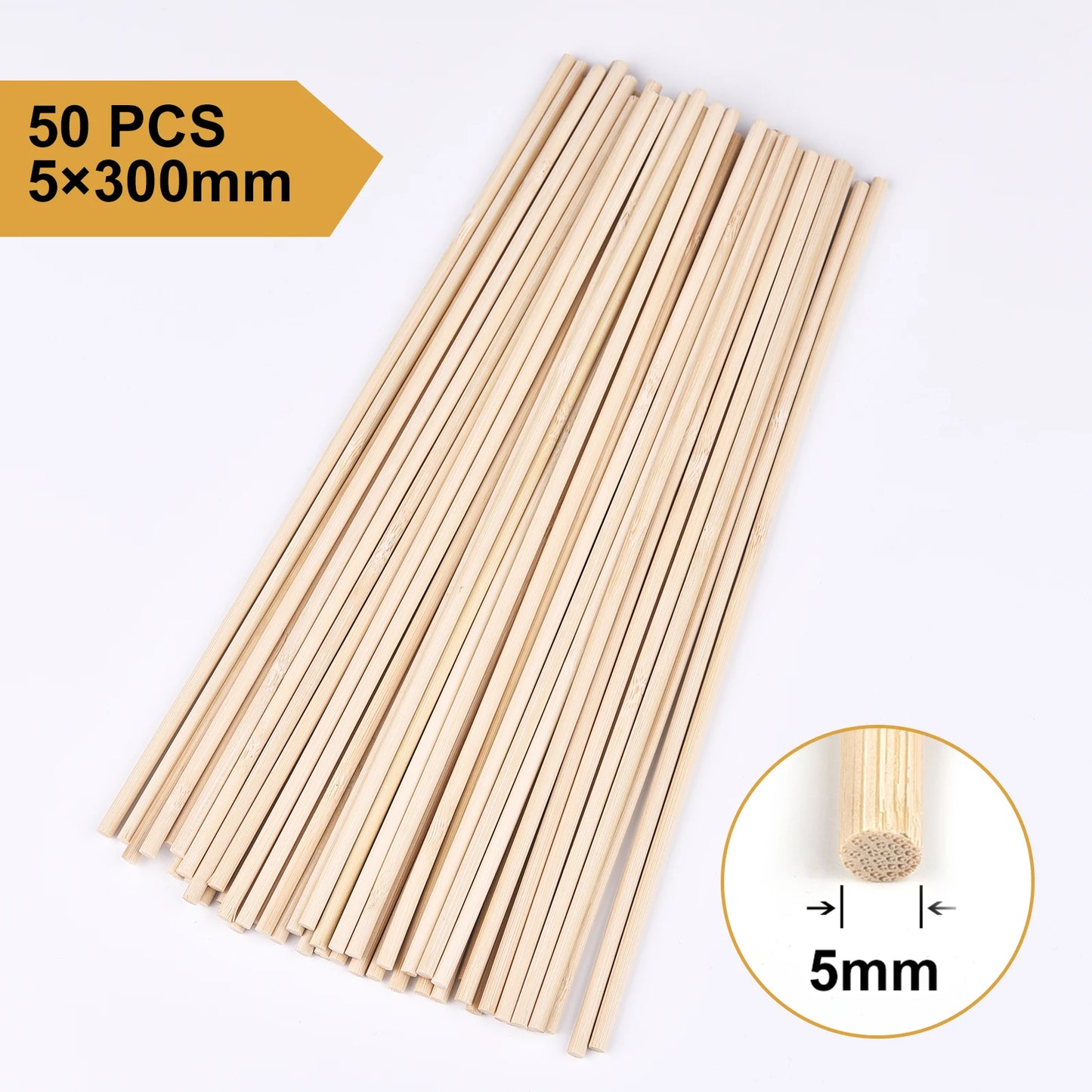 20–50pcs 30cm Round Wooden Bamboo Sticks – DIY Craft Material for Handmade Projects, Model Building & Woodworking