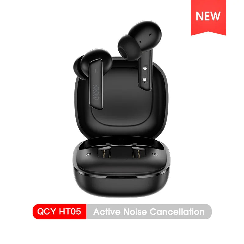 QCY HT05 ANC Wireless TWS Earphones – Bluetooth 5.2, 40dB Active Noise Cancellation, In-Ear Mics, Hands-Free Earbuds