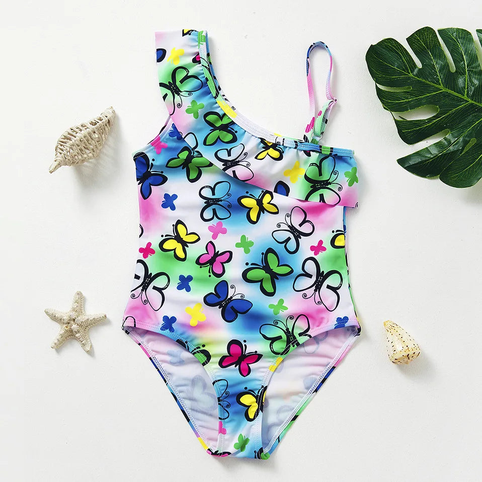 Girls One-Piece Mermaid Swimsuit Fish Scale Unicorn Kids Beachwear Ages 2-8