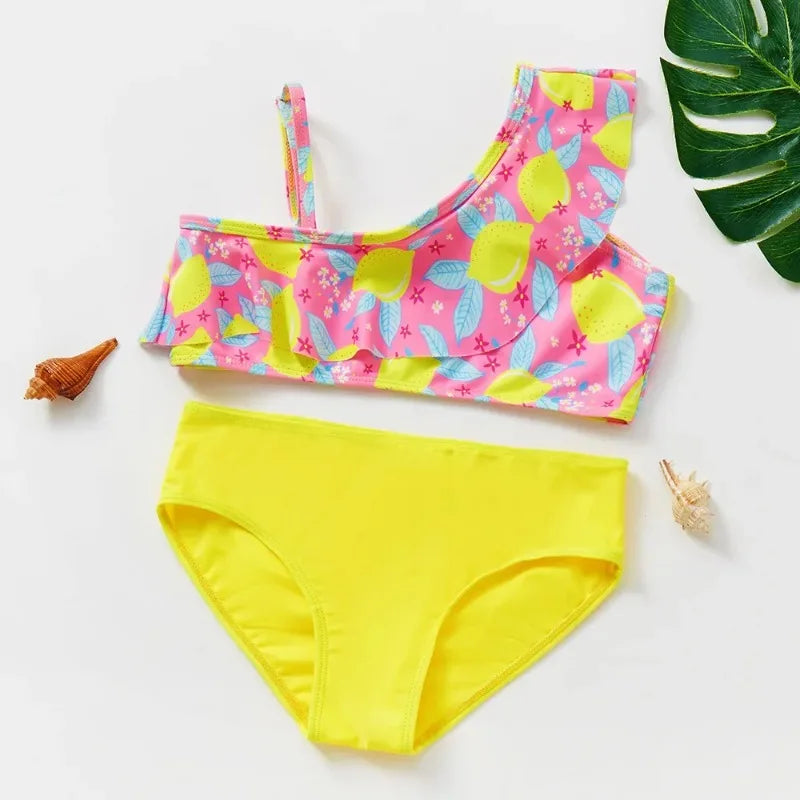 Baby Girls Two-Piece Tankini Swimsuit Fish Scale Print Summer Beachwear