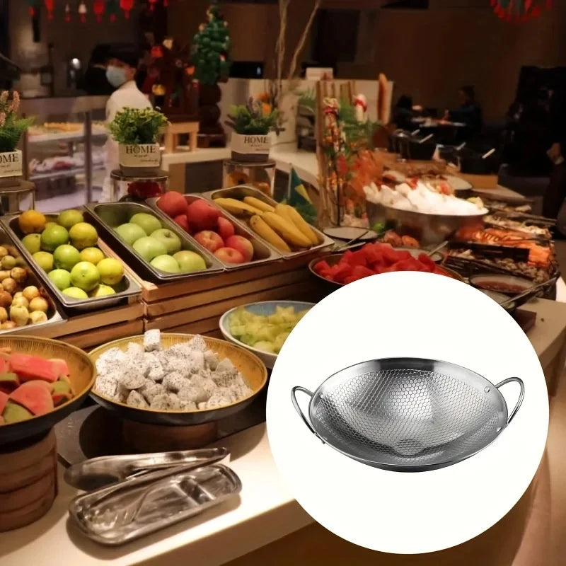 مقلاة قرص العسل من الفولاذ المقاوم للصدأ مقاس 29 سم/11 بوصة - مقلاة غير لاصقة ومقاومة للخدش للمعكرونة وشرائح اللحم والرامين