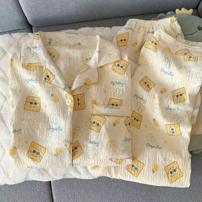 Autumn Women's Plaid Pajama Set | Korean Style Embroidered Dog 2-Piece Soft Vintage Sleepwear