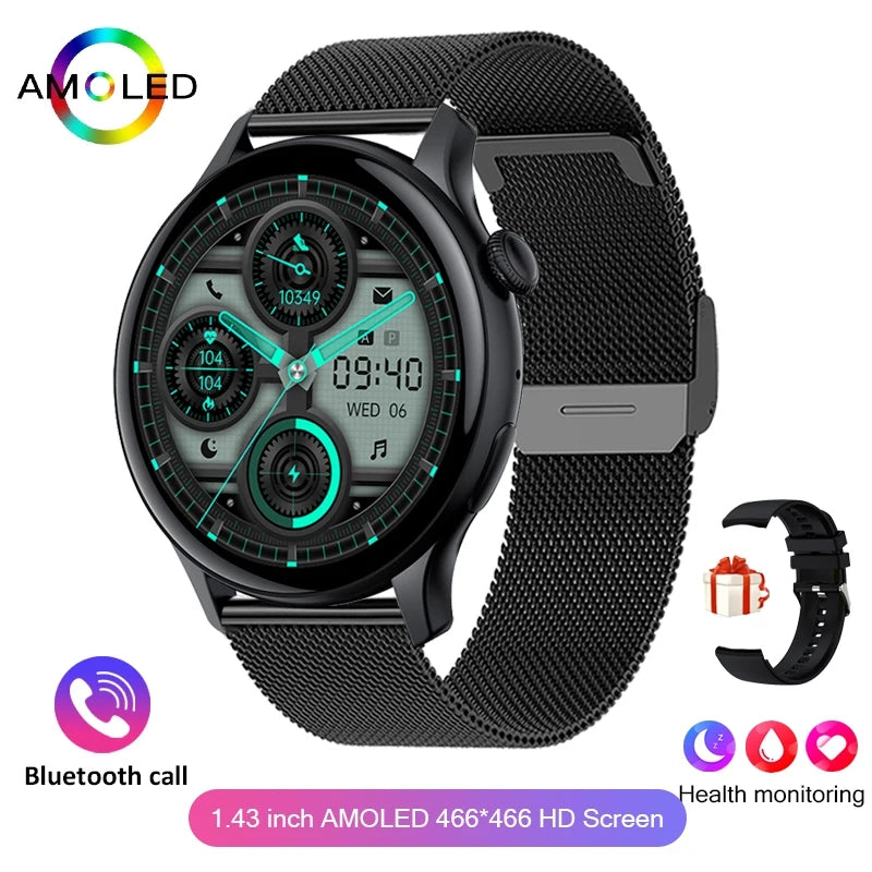 2024 True AMOLED Smart Watch for Women – Always-On Display, 466×466 HD, Health Tracker, Voice Calling for Xiaomi