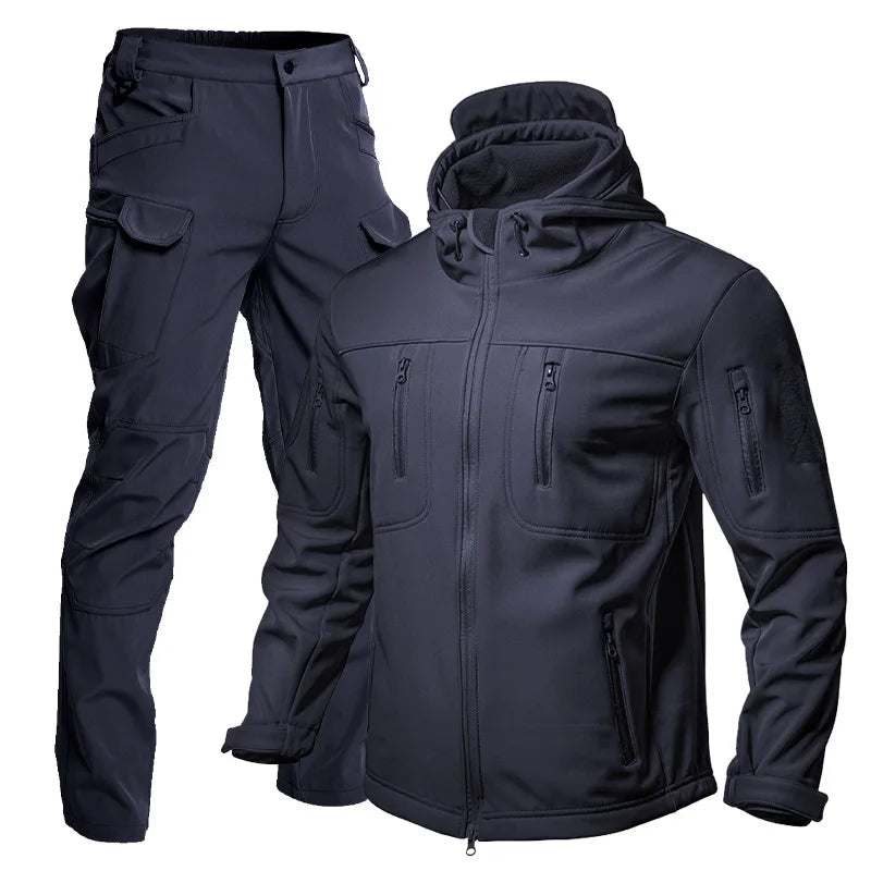 CHRLCK Men's Waterproof Winter Hiking Jacket & Softshell Pants Set | Windproof Fleece Outdoor Gear