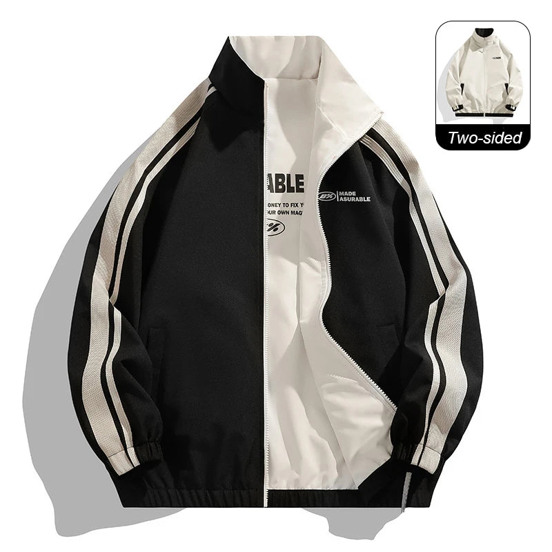 Reversible Outdoor Jacket Men & Women Windproof Splashproof Double-Sided Long Sleeve Coat