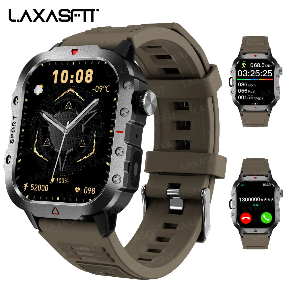 LAXASFIT Men Sports Smart Watch – 1.71″ Screen, Blood Oxygen, Bluetooth Calling, Multi-Sport, LED Flashlight