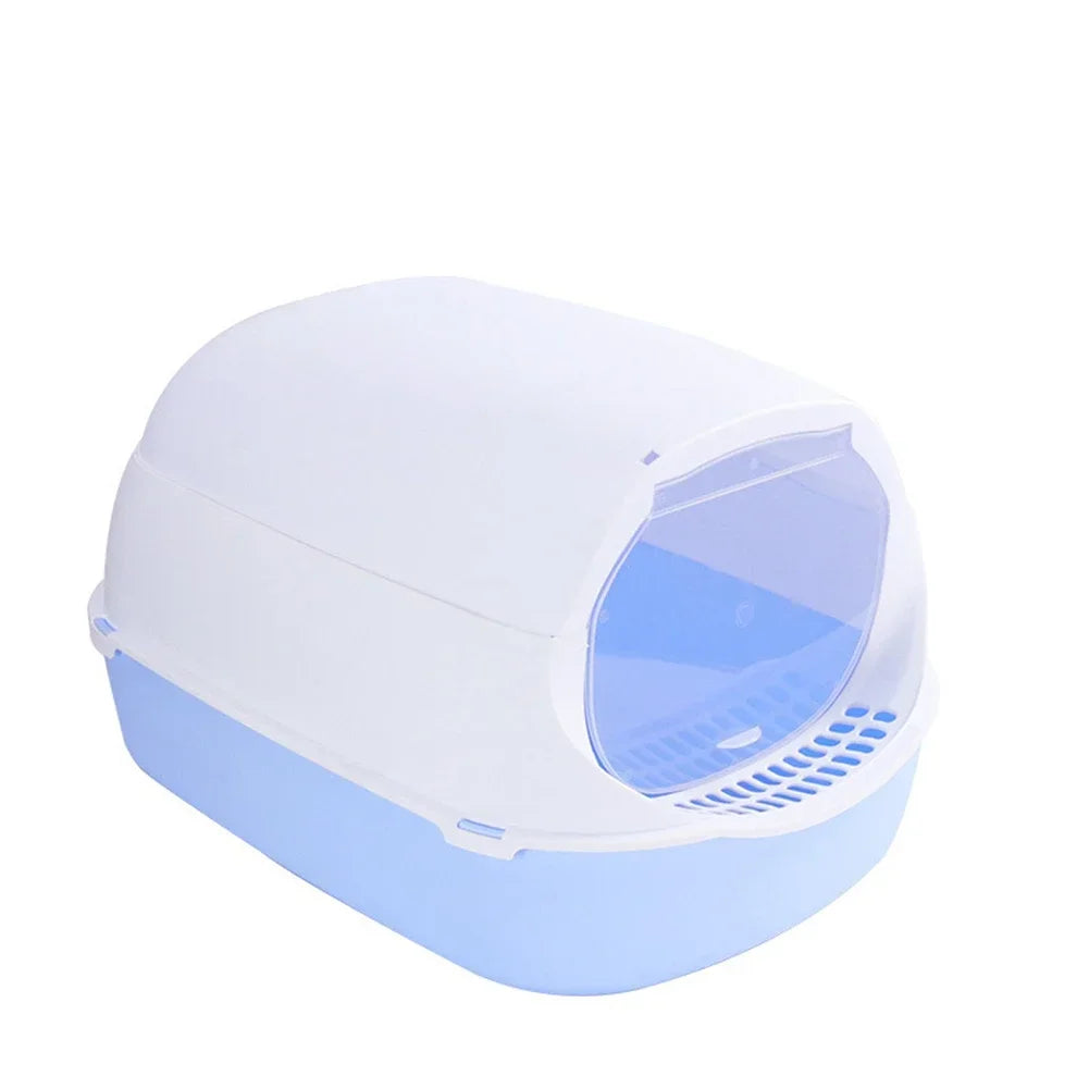 Kitty Sandbox Cat Litter Box • Semi-Enclosed Splashproof Cat Toilet • Easy-Clean Pet Litter Tray for Kittens & Cats