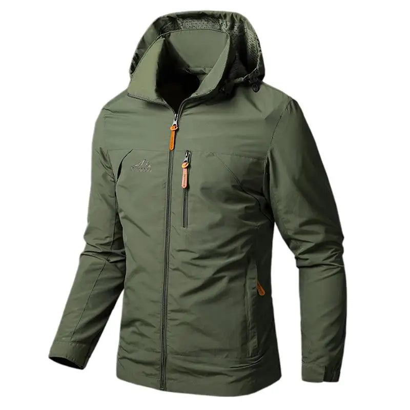 Men’s Waterproof Windbreaker Jacket – Military Hooded Combat Coat for Autumn Outdoor Hiking & Biking