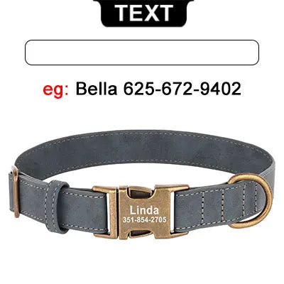 طوق كلب مخصص لمنع الضياع - بطاقة هوية محفورة حسب الطلب، مصنوع من جلد البولي يوريثان الناعم مع مشبك معدني للبولدوغ وجميع السلالات