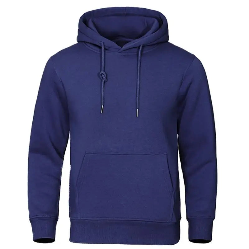 Men’s Fleece Sweatshirt – Autumn Winter Warm Pullover Hoodie, Casual Solid Color Streetwear for Sport & School
