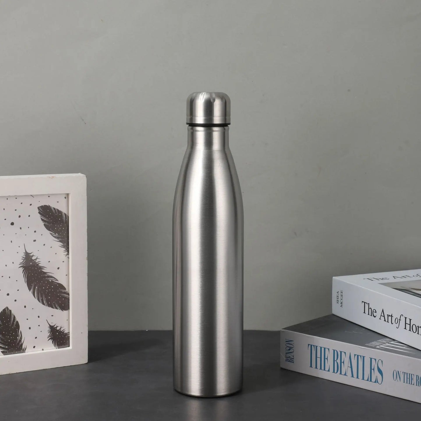 زجاجة مياه رياضية من الفولاذ المقاوم للصدأ سعة 1000 مل - قارورة معدنية متينة أحادية الطبقة للتخييم وصالة الألعاب الرياضية