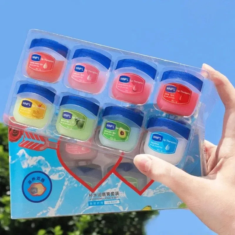 مجموعة مرطب شفاه من 4/6/8 قطع - جيلي مرطب طبيعي نباتي للعناية بالشفاه لتبييضها ومحاربة التشقق