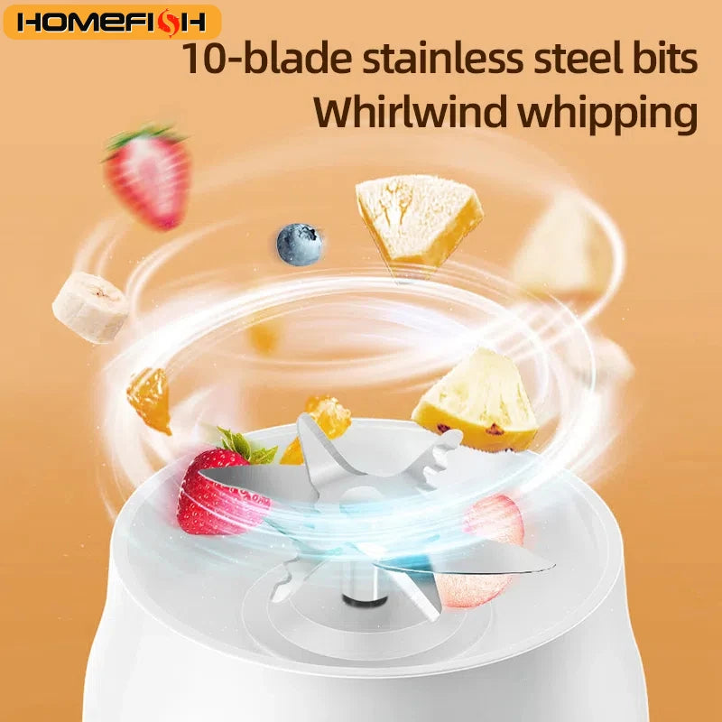 خلاط كهربائي محمول 500 مل - كوب عصارة لاسلكي قابل لإعادة الشحن عبر USB للعصائر والميلك شيك