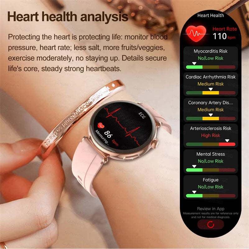 Women Smartwatch – 1.32″ AMOLED Screen, Call & ECG, Blood Pressure Monitoring, AI Dial, Sport & Health Smart Watch