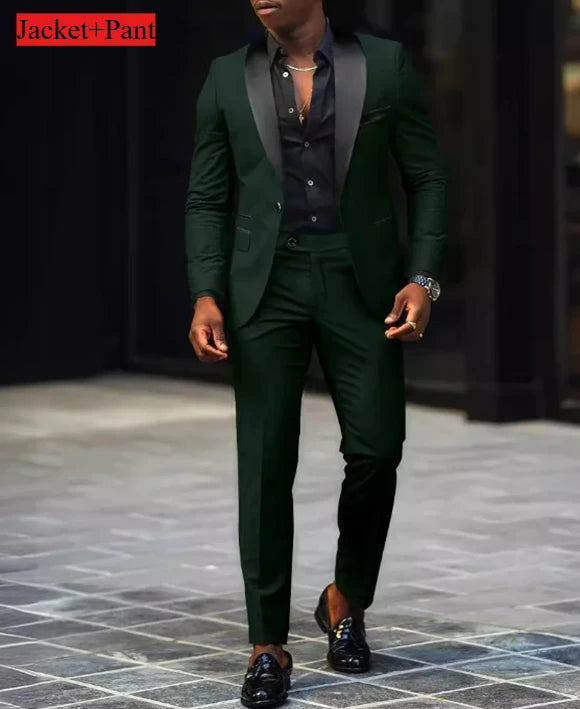 Men's Formal Slim Fit Tuxedo Suit – Luxury Groom & Prom Wedding Outfit