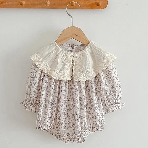 Baby Girl Romper Set Long Sleeve Cotton Korean Style Outfit with Hat 0-24M