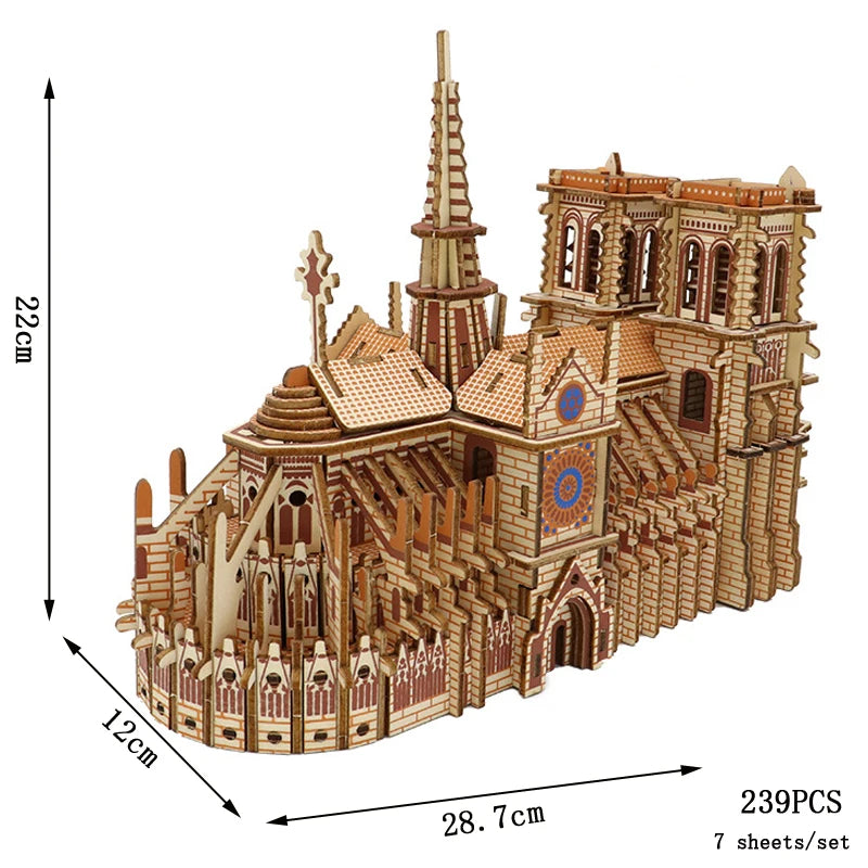Retro Bus & European-Style Campervan 3D Wooden Puzzle – DIY Car, Airplane & Sailing Ship Model Toy for Kids