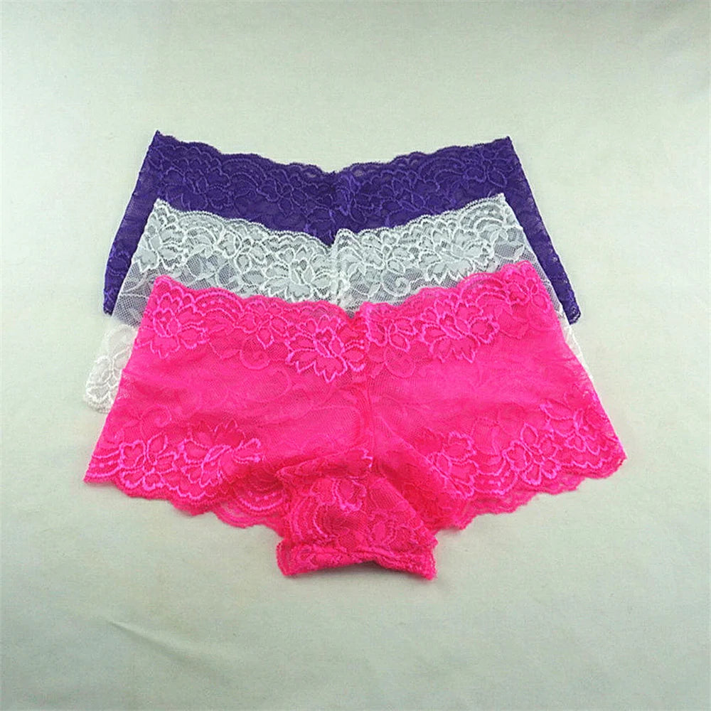 3PCS Women’s Silk Boyshorts Underwear – M-XXL Transparent Soft Boxers, Comfortable Ladies Panties Lingerie