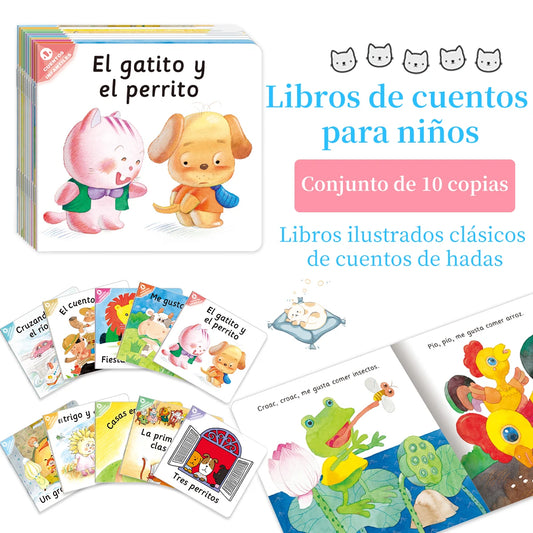 1 Set of 10 Spanish Children’s Storybooks – Early Learning Puzzle & Educational Books, Ideal Kids’ Gift