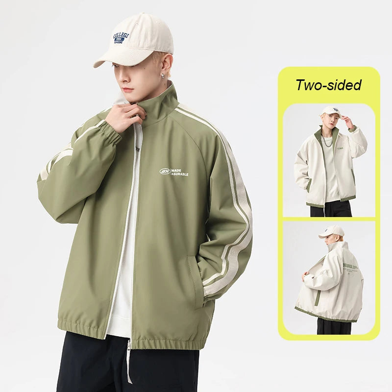 Reversible Outdoor Jacket Men & Women Windproof Splashproof Double-Sided Long Sleeve Coat