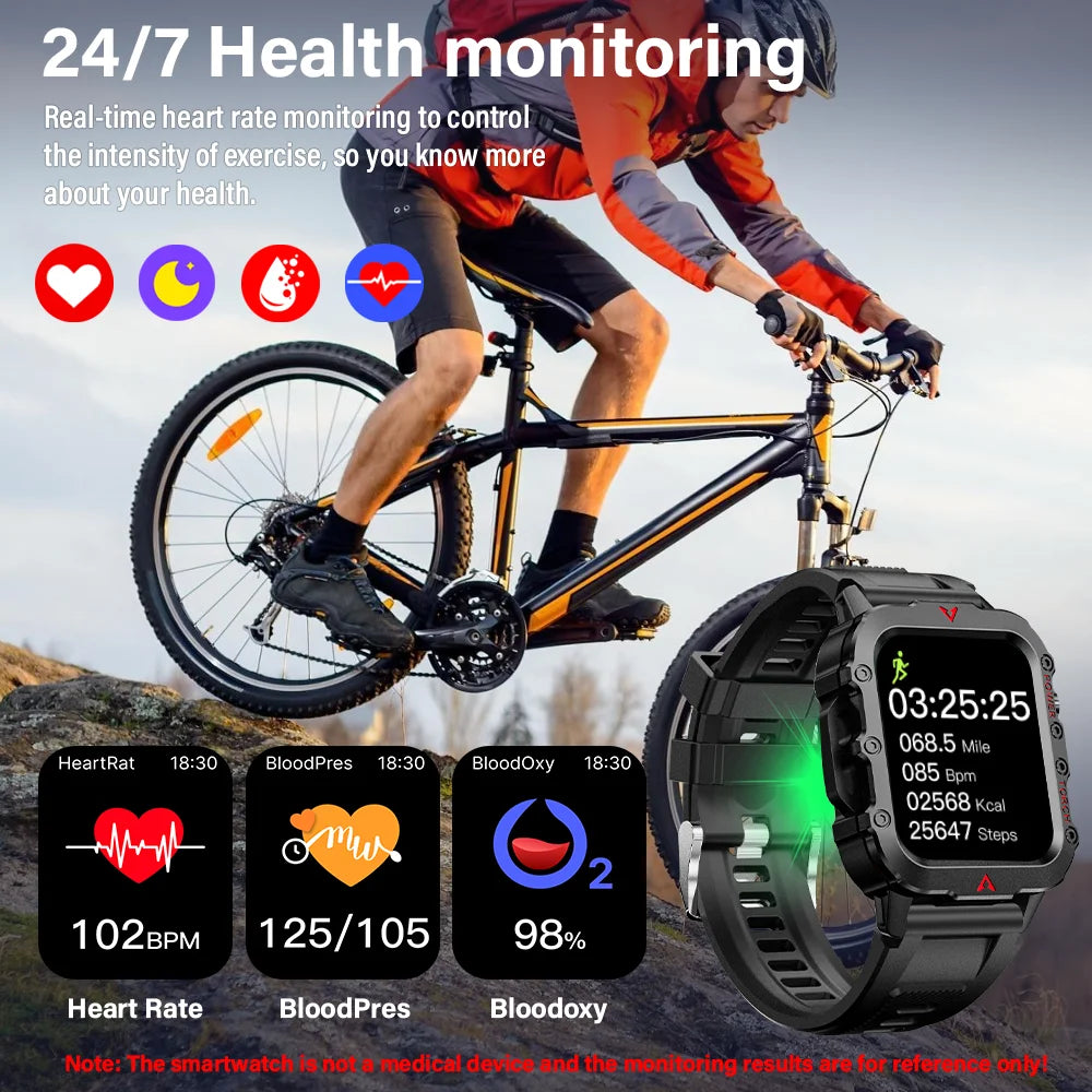 LAXASFIT Men Sports Smart Watch – 1.71″ Screen, Blood Oxygen, Bluetooth Calling, Multi-Sport, LED Flashlight