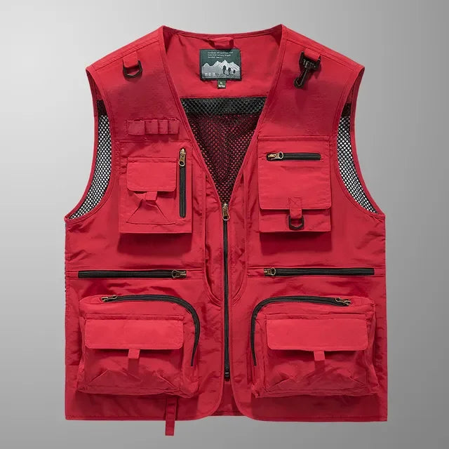Men’s US Tactical Vest – 14-Pocket Summer Mesh Sleeveless Hiking, Fishing & Photographer Waistcoat