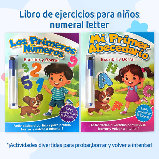 Spanish Children’s Tracing Book – Rewritable Alphabet & Numbers Learning with Pen, Educational Puzzle Book & Gift