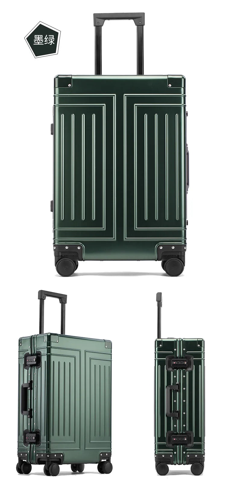 Durable Aluminum Luggage Sets | 100% Aluminum Suitcase with Wheels for Men & Women | Cabin Carry-On Travel 20/24/26/28 Inch