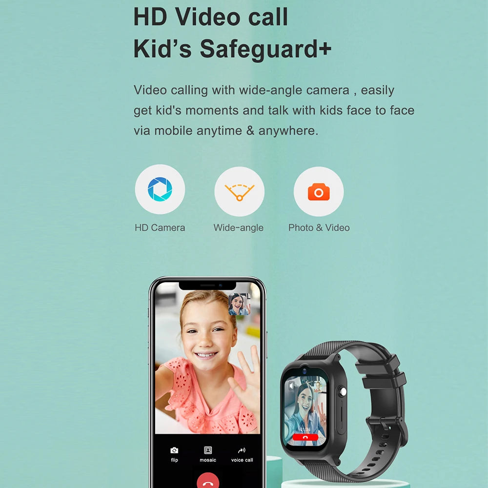 New Kids Smart Watch 4G – GPS, WiFi, Video Call, SOS, Camera, Voice Monitor & Location Tracker for Children