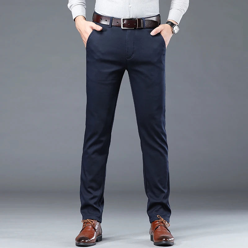 Men's Summer Thin Slim Suit Pants – Fashion Business Casual Cotton Trousers 30-40